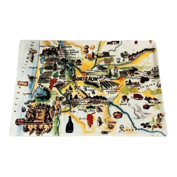 Large PLATTER Williams Sonoma Marc Lacaze 2009 Culinary Wine Map of France Tray - Picture 2 of 5